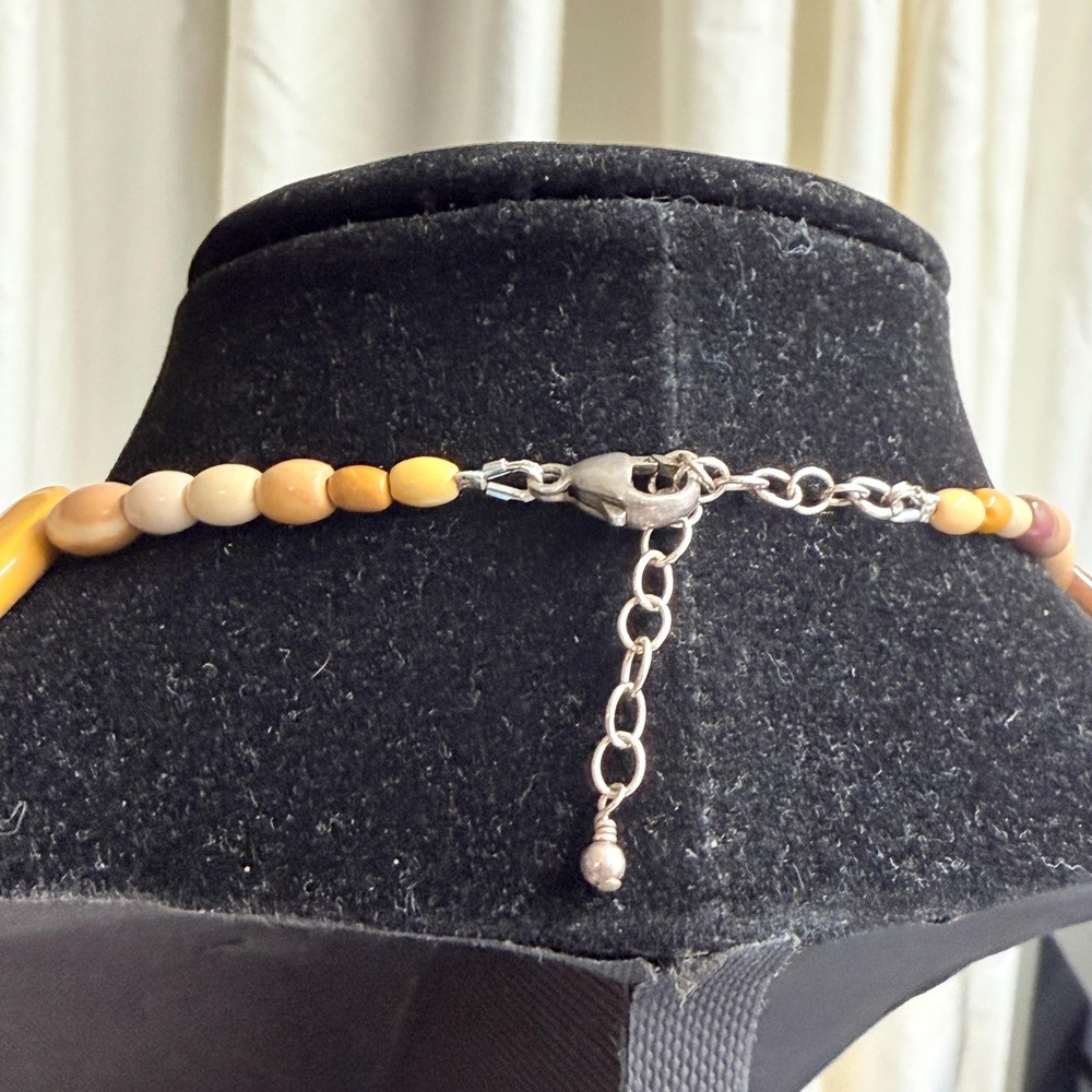 Artisan Mookaite Tiger Coral Sponge Gemstone Bead Necklace Sterling Silver - Picture 5 of 8